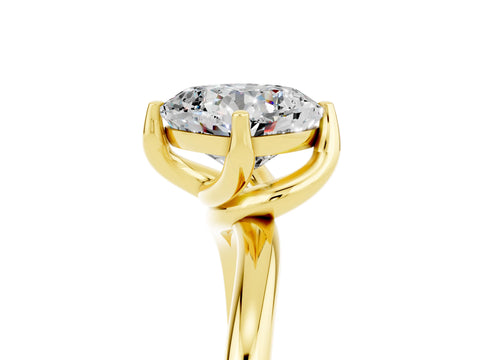 Yellow gold Cushion Cut Moissanite Solitaire Engagement Ring with Four-Prong Setting and Classic Band_17