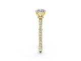 Yellow gold Cushion Cut Moissanite Solitaire Engagement Ring with Pavé Band and Four-Prong Setting_2