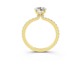 Yellow gold Cushion Cut Moissanite Solitaire Engagement Ring with Pavé Band and Four-Prong Setting_3