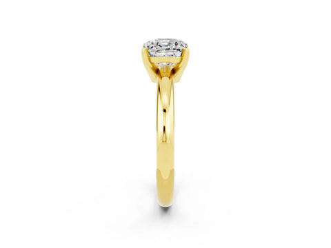 Yellow gold Cushion Cut Moissanite Solitaire Engagement Ring with Round Band and Four-Prong Setting_2