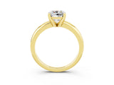 Yellow gold Cushion Cut Moissanite Solitaire Engagement Ring with Round Band and Four-Prong Setting_3