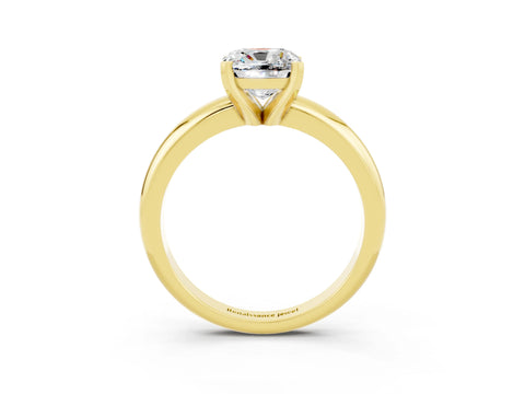 Yellow gold Cushion Cut Moissanite Solitaire Engagement Ring with Round Band and Four-Prong Setting_3