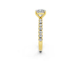 Yellow gold Cushion Cut Moissanite Solitaire Pavé Band with Four-Prong Setting_2