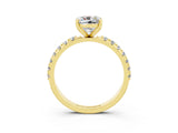 Yellow gold Cushion Cut Moissanite Solitaire Pavé Band with Four-Prong Setting_3