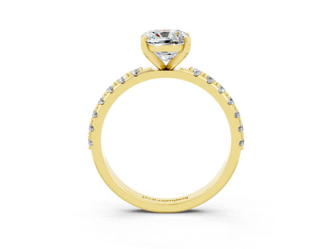 Yellow gold Cushion Cut Moissanite Solitaire Pavé Band with Four-Prong Setting_3