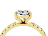 Yellow gold Cushion Cut Moissanite Solitaire Pavé Band with Four-Prong Setting_4