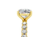 Yellow gold Cushion Cut Moissanite Solitaire Pavé Band with Four-Prong Setting_5