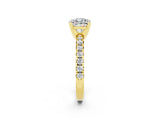 Yellow gold Cushion Cut Moissanite Solitaire Pavé Engagement Ring with Round Band and Prong Setting_100