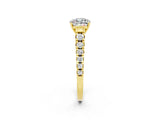 Yellow gold Cushion Cut Moissanite Solitaire Ring with Cathedral Setting and Pavé Band_2