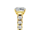 Yellow gold Cushion Cut Moissanite Solitaire Ring with Cathedral Setting and Pavé Band_5
