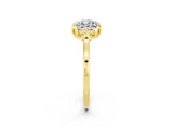 Yellow gold Cushion Cut Moissanite Solitaire Ring with Flower Prong Setting and Classic Band_14