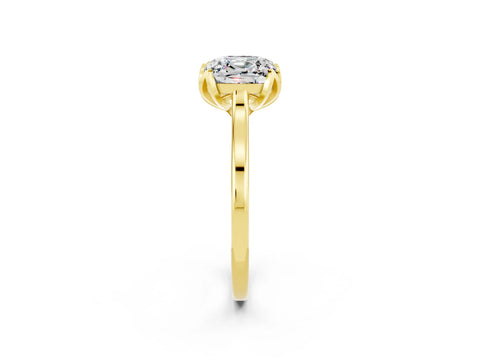 Yellow gold Cushion Cut Moissanite Solitaire Ring with Flower Prong Setting and Classic Band_14