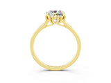 Yellow gold Cushion Cut Moissanite Solitaire Ring with Flower Prong Setting and Classic Band_15