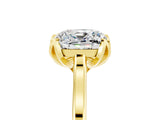 Yellow gold Cushion Cut Moissanite Solitaire Ring with Flower Prong Setting and Classic Band_17