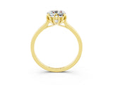 Yellow gold Cushion Cut Moissanite Solitaire Ring with Flower Prong Setting and Classic Band_39