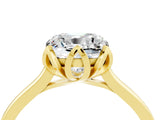 Yellow gold Cushion Cut Moissanite Solitaire Ring with Flower Prong Setting and Classic Band_40