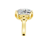 Yellow gold Cushion Cut Moissanite Solitaire Ring with Flower Prong Setting and Classic Band_41