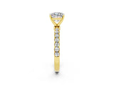 Yellow gold Cushion Cut Moissanite Solitaire Ring with Pavé Accents and Four-Prong Setting_2