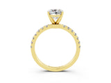 Yellow gold Cushion Cut Moissanite Solitaire Ring with Pavé Accents and Four-Prong Setting_3