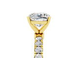 Yellow gold Cushion Cut Moissanite Solitaire Ring with Pavé Accents and Four-Prong Setting_5