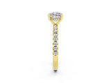 Yellow gold Cushion Cut Moissanite Solitaire Ring with Pavé Band and Four-Prong Setting_26