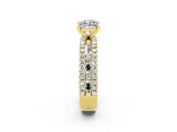 Yellow gold Cushion Cut Moissanite Solitaire Ring with Pavé and Channel Set Band_2