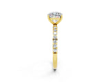 Yellow gold Cushion Cut Moissanite Solitaire Ring with Pave Band and Four Prong Setting_26