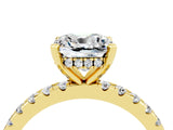 Yellow gold Cushion Cut Moissanite Solitaire Ring with Round  Pavé Band and Four-Prong Setting_40