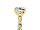 Yellow gold Cushion Cut Moissanite Solitaire Ring with Round  Pavé Band and Four-Prong Setting_41