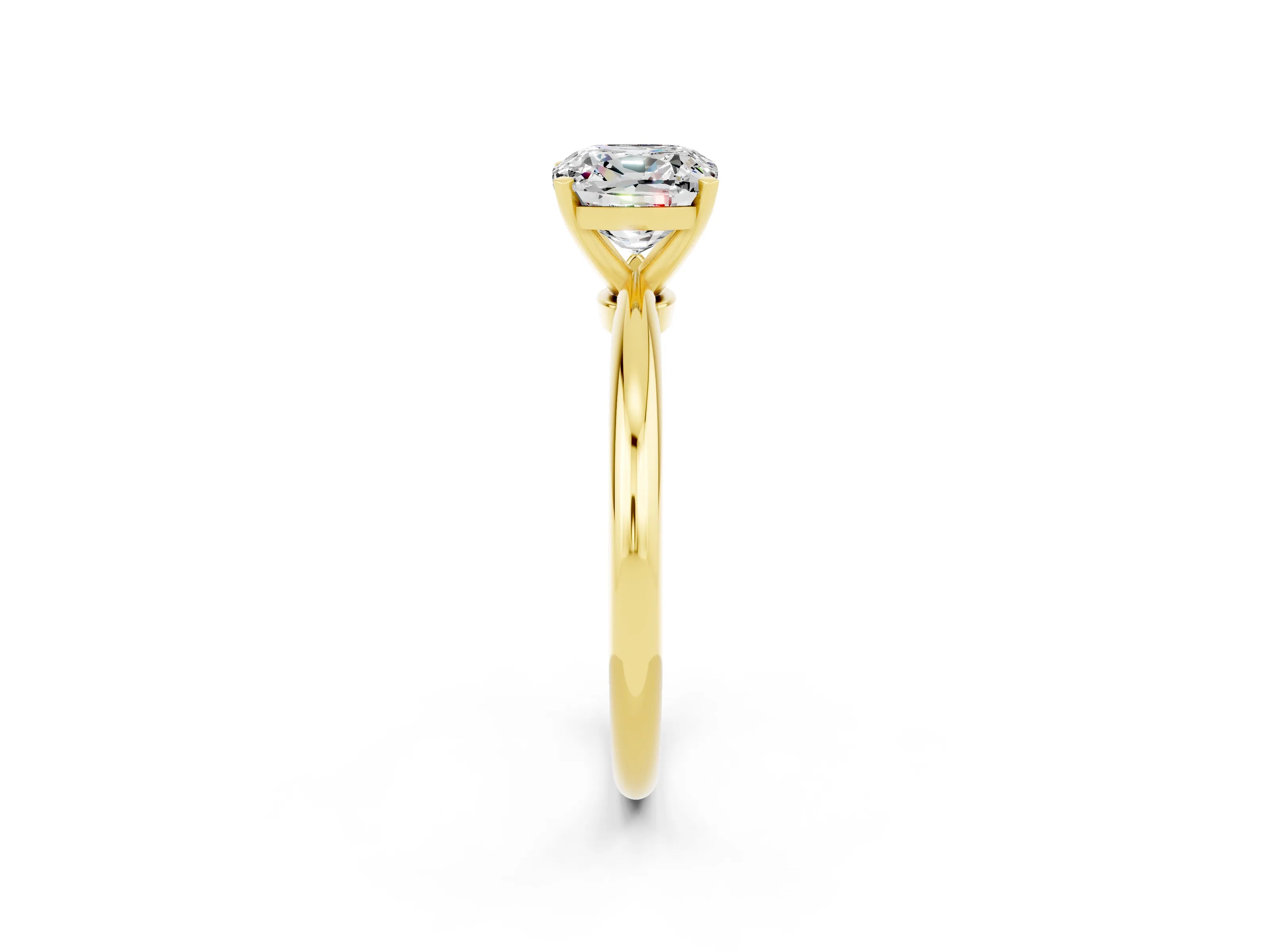 Yellow gold Cushion Cut Moissanite Solitaire Ring with Six-Prong Setting and Classic Band_2
