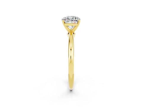 Yellow gold Cushion Cut Moissanite Solitaire Ring with Six-Prong Setting and Classic Band_2