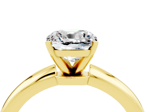 Yellow gold Cushion Cut Moissanite Solitaire Ring with Six-Prong Setting and Classic Band_4
