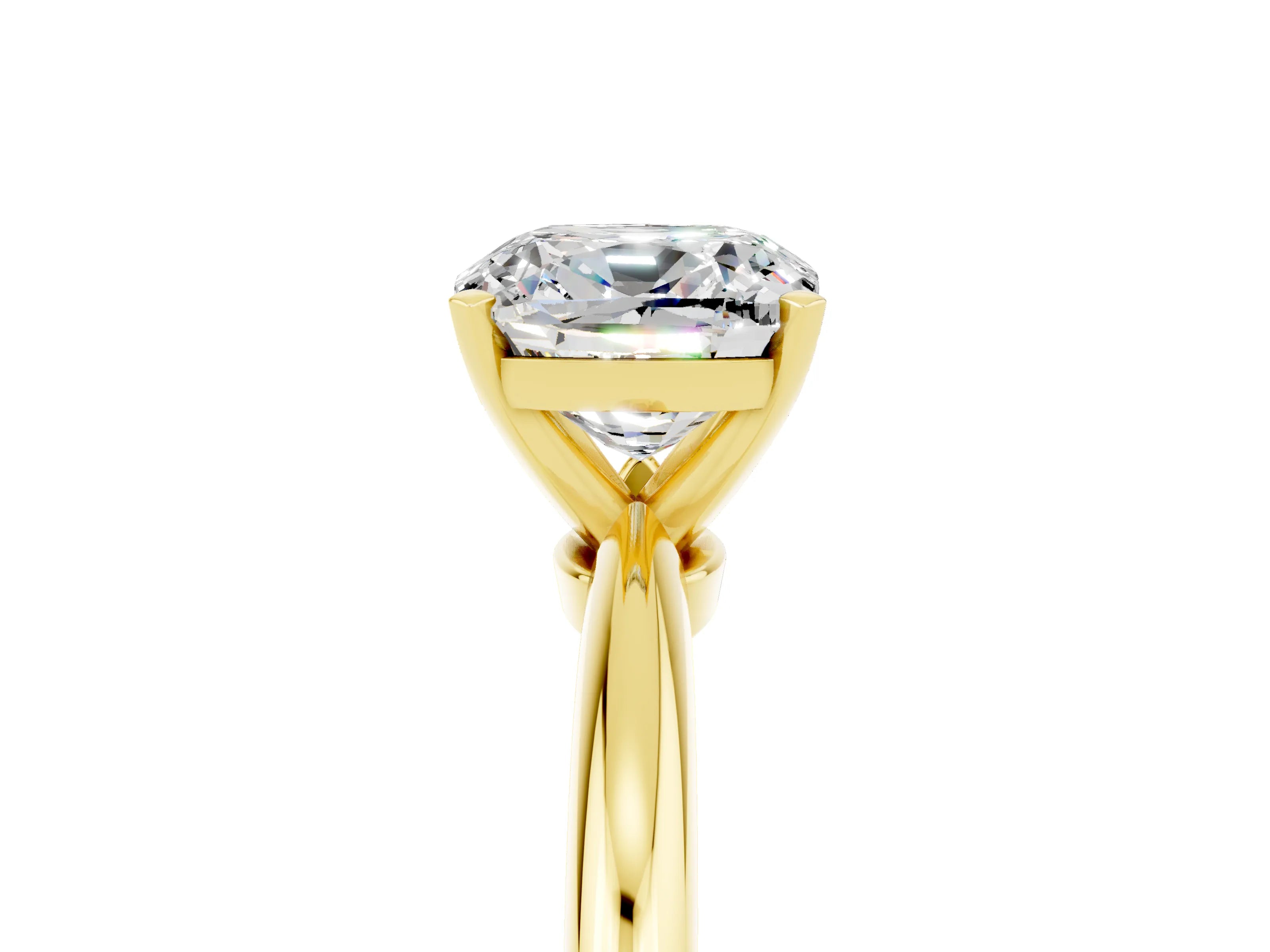 Yellow gold Cushion Cut Moissanite Solitaire Ring with Six-Prong Setting and Classic Band_5