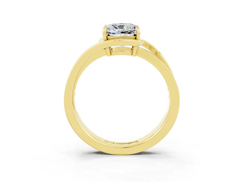 Yellow gold Cushion Cut Moissanite Solitaire Ring with Split Shank and Prong Setting_3