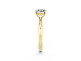 Yellow gold Cushion Cut Moissanite Solitaire Ring with Thin Band and Four-Prong Setting_2