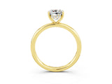 Yellow gold Cushion Cut Moissanite Solitaire Ring with Thin Band and Four-Prong Setting_3