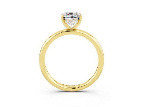 Yellow gold Cushion Cut Moissanite Solitaire Ring with Thin Band and Four-Prong Setting_3
