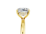 Yellow gold Cushion Cut Moissanite Solitaire Ring with Thin Band and Four-Prong Setting_5