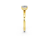 Yellow gold Cushion Cut Moissanite Solitaire Ring with Thin Band and Prong Setting_14