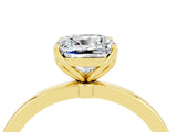 Yellow gold Cushion Cut Moissanite Solitaire Ring with Thin Band and Prong Setting_16