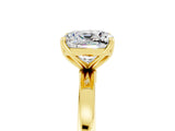 Yellow gold Cushion Cut Moissanite Solitaire Ring with Thin Band and Prong Setting_17