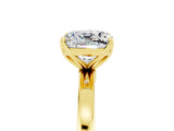 Yellow gold Cushion Cut Moissanite Solitaire Ring with Thin Band and Prong Setting_29