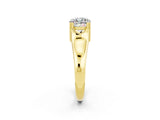Yellow gold Cushion Cut Moissanite Solitaire Ring with Wide Band and Prong Setting_2