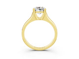 Yellow gold Cushion Cut Moissanite Solitaire Ring with Wide Band and Prong Setting_3