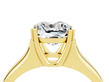 Yellow gold Cushion Cut Moissanite Solitaire Ring with Wide Band and Prong Setting_4