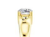 Yellow gold Cushion Cut Moissanite Solitaire Ring with Wide Band and Prong Setting_5