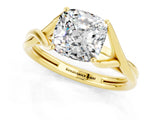 Yellow gold Cushion Cut Moissanite Solitaire Twist Band Prong Setting Ring_37