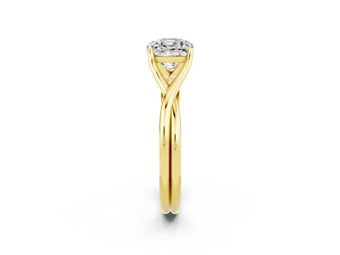 Yellow gold Cushion Cut Moissanite Solitaire Twist Band Prong Setting Ring_38