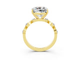 Yellow gold Cushion Cut Moissanite Solitaire Twisted Band with Round  Accents and Prong Setting_15