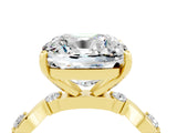 Yellow gold Cushion Cut Moissanite Solitaire Twisted Band with Round  Accents and Prong Setting_16